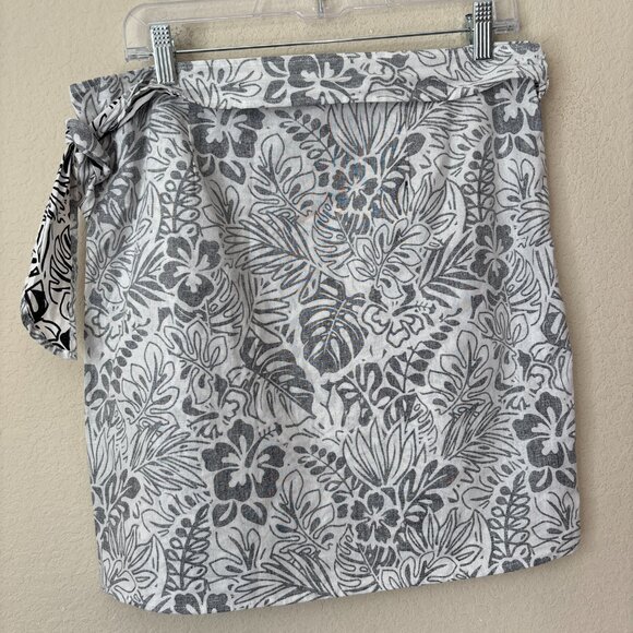 Marine Layer XL Linen Blend Monaco Wrap Skirt in Black and White Print - Picture 7 of 9
